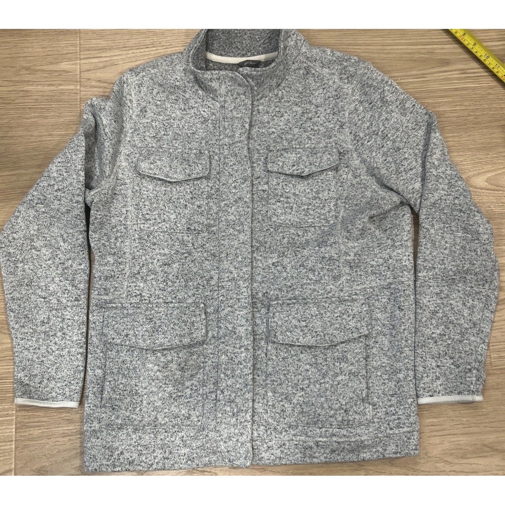 Eddie Bauer Womens's Gray Marl Sweater Fleece Snap Front Jacket XXL